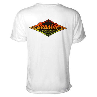 Seaside Surf Shop Mens Vintage Logo Tee - Orange Neon Fade