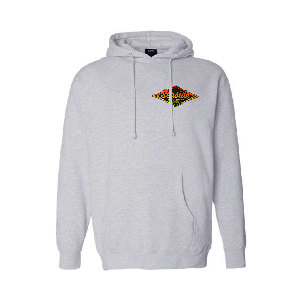 Seaside Surf Shop Vintage Logo Pullover Hoody - Neon Orange Fade