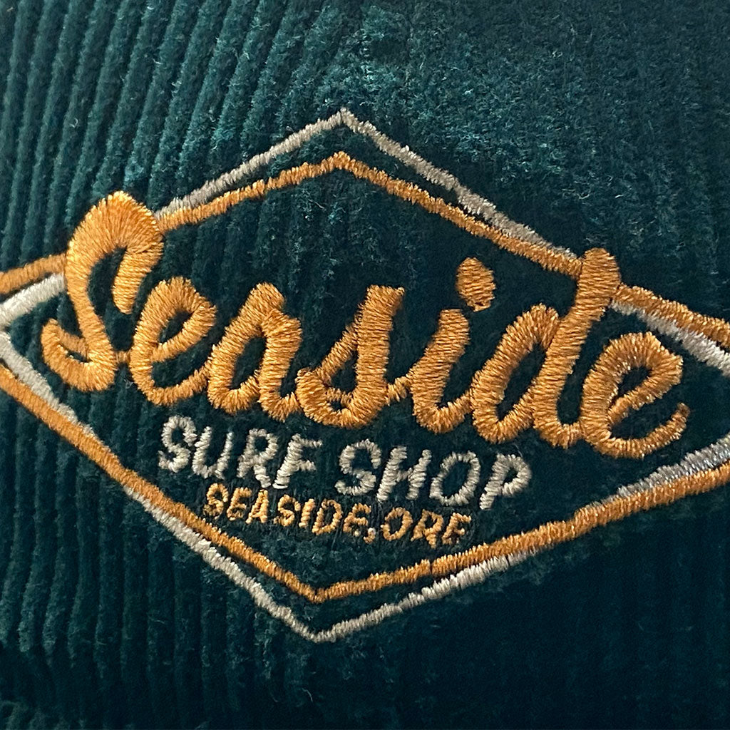 Seaside Surf Shop Vintage Logo Wide Cord Hat - Emerald