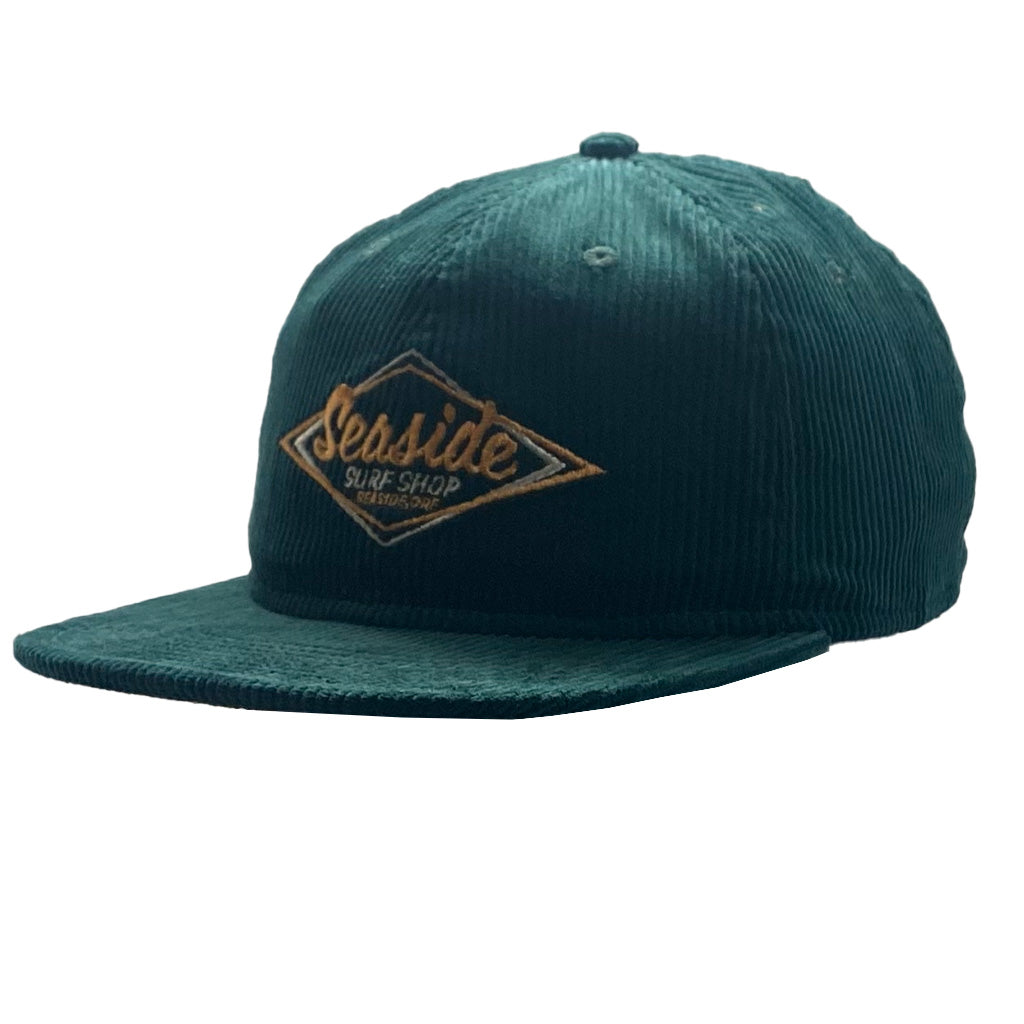 Seaside Surf Shop Vintage Logo Wide Cord Hat - Emerald