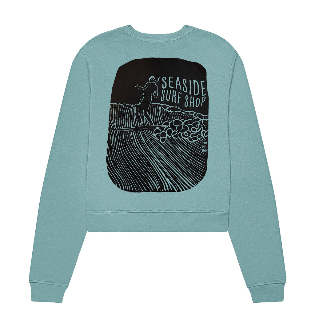 Seaside Surf x Drea Frost - Local Artist Series Womens Crew - Heather Blue Lagoon