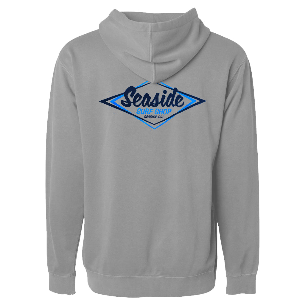 Seaside Surf Shop Mens Vintage Logo Hooded Pullover - Cement