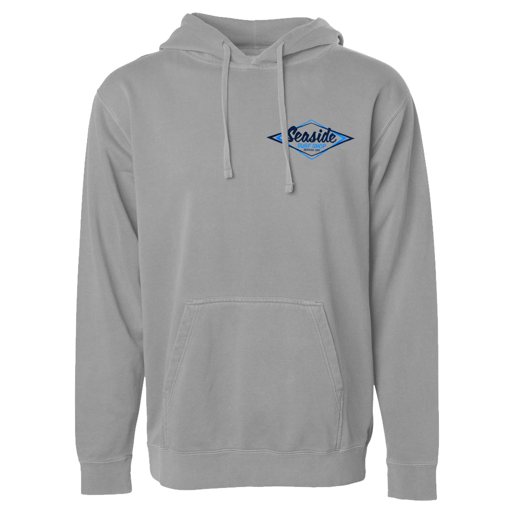 Seaside Surf Shop Mens Vintage Logo Hooded Pullover - Cement