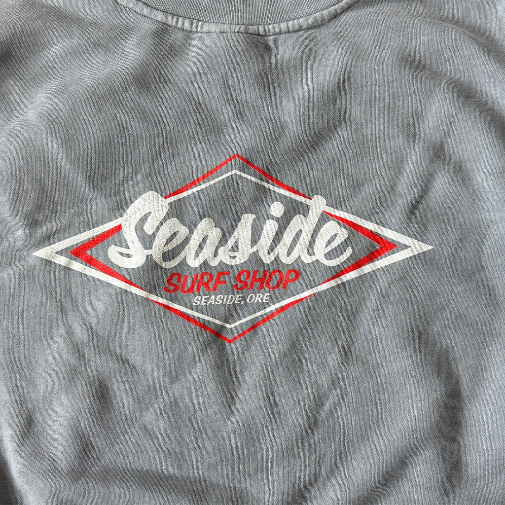 Seaside Surf Shop Vintage Logo Bomber Crew - Steel Grey