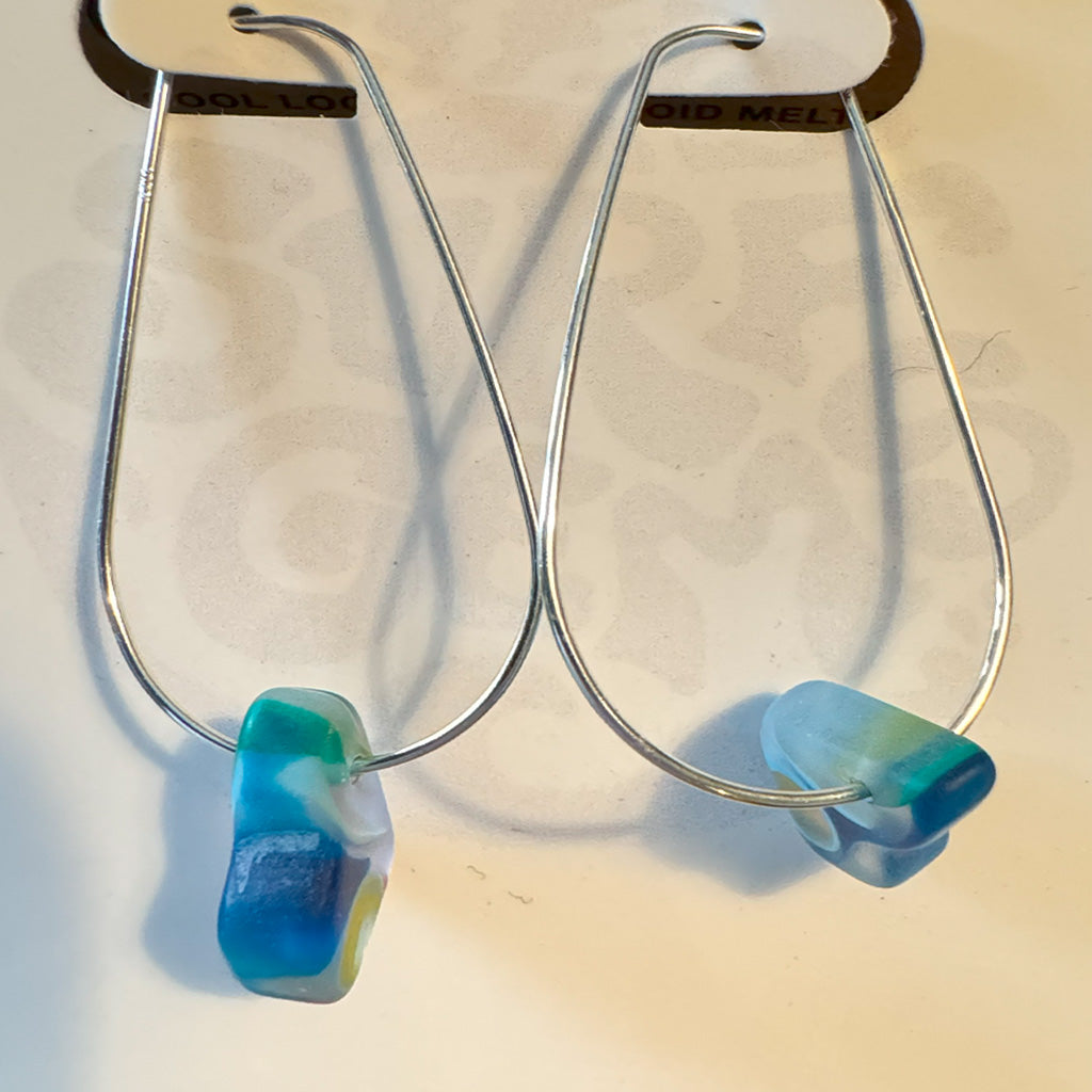 Surf Gems Sustainable Earrings - Clear/Yellow/Blue Swirl - Seaside Surf Shop 