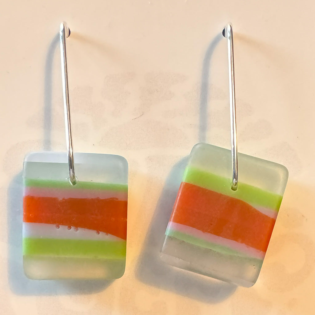 Surf Gems Sustainable Earrings - Brick/Green/Clear