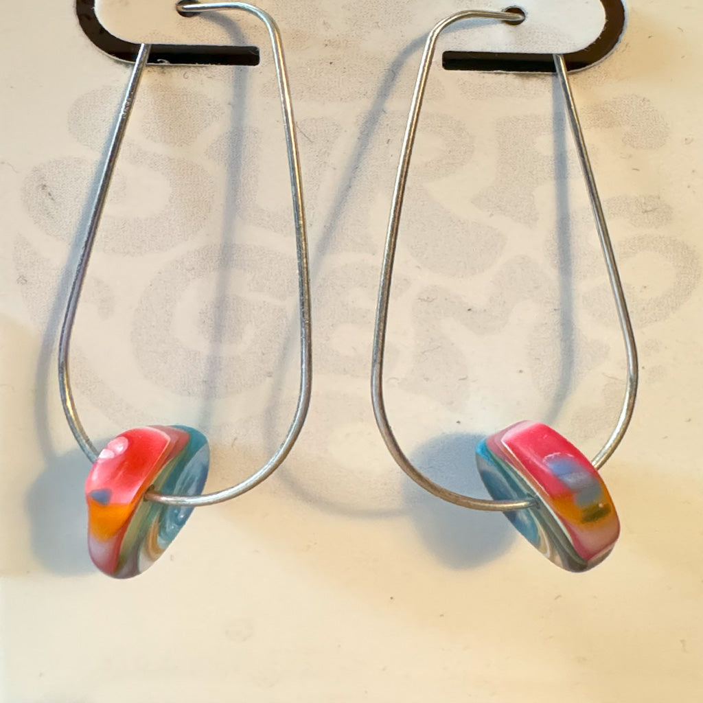 Surf Gems Sustainable Earrings - Clear Blue Acid Swirl