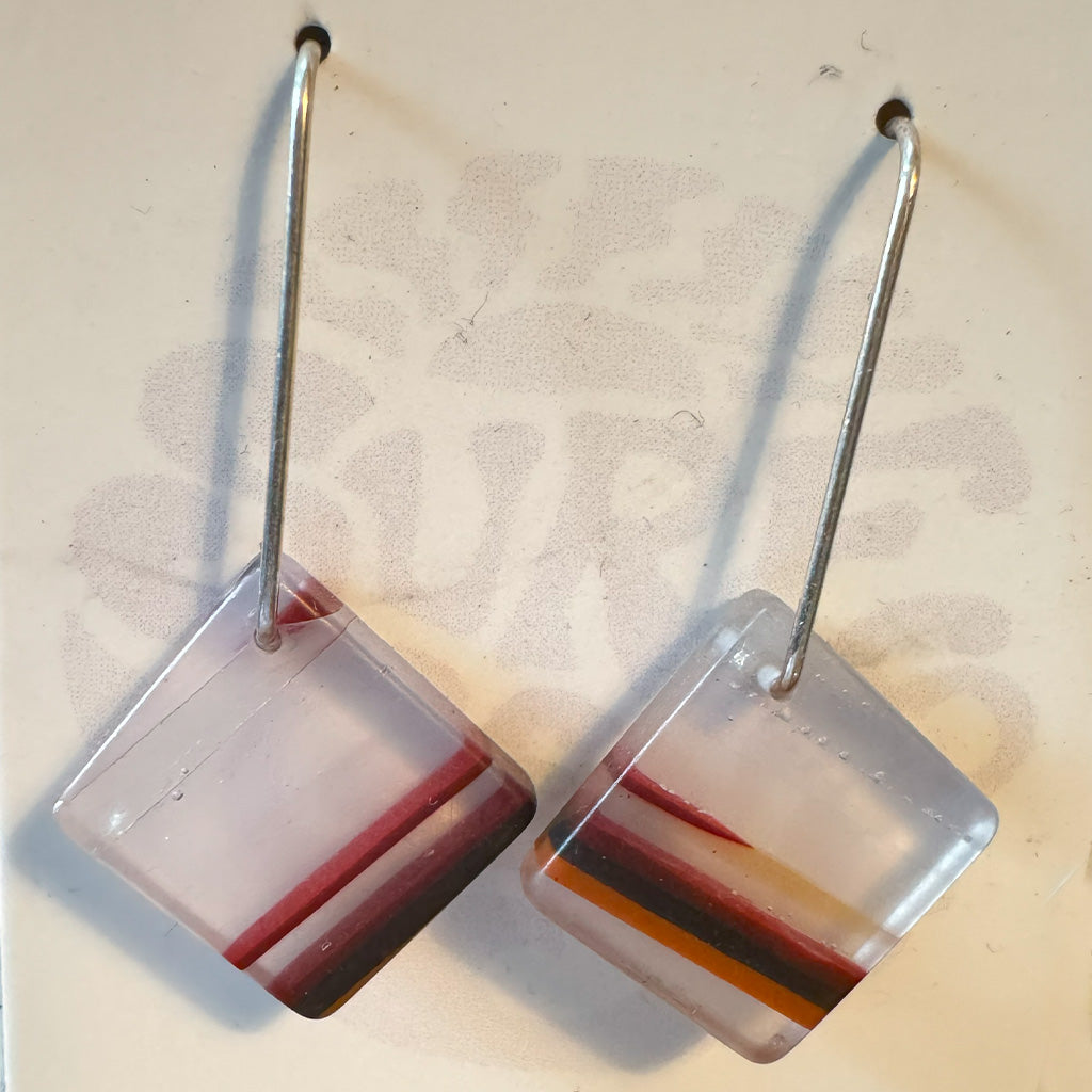 Surf Gems Sustainable Earrings - Clear/Red Orange
