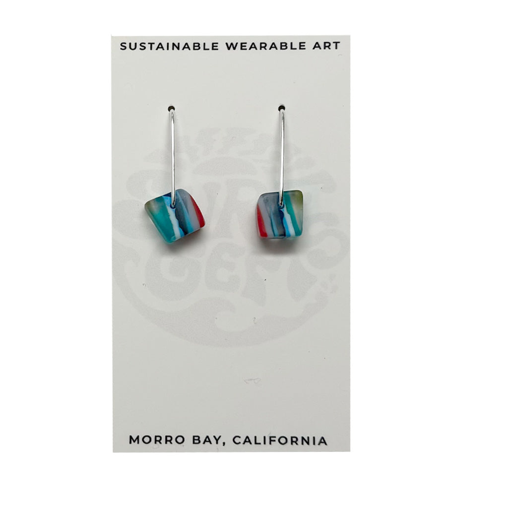 Surf Gems Sustainable Earrings - Red/Blue/Green