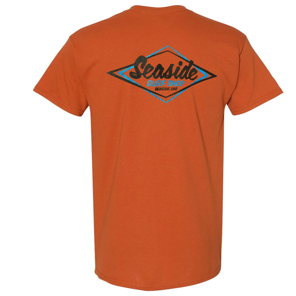 Seaside Surf Shop Mens Vintage Logo Tee - Texas Orange