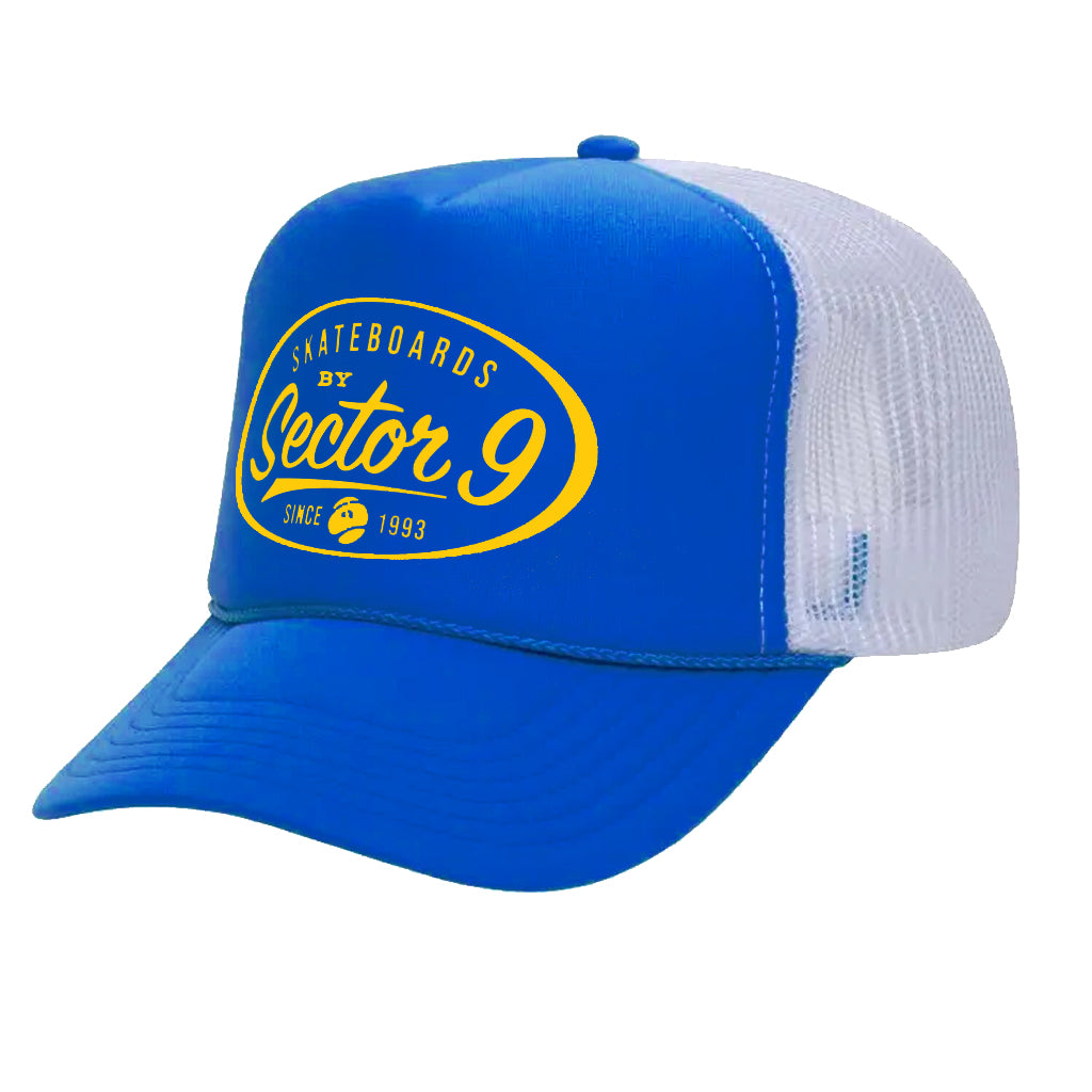 Sector 9 Oval Logo Trucker Snapback Hat - Blue/White