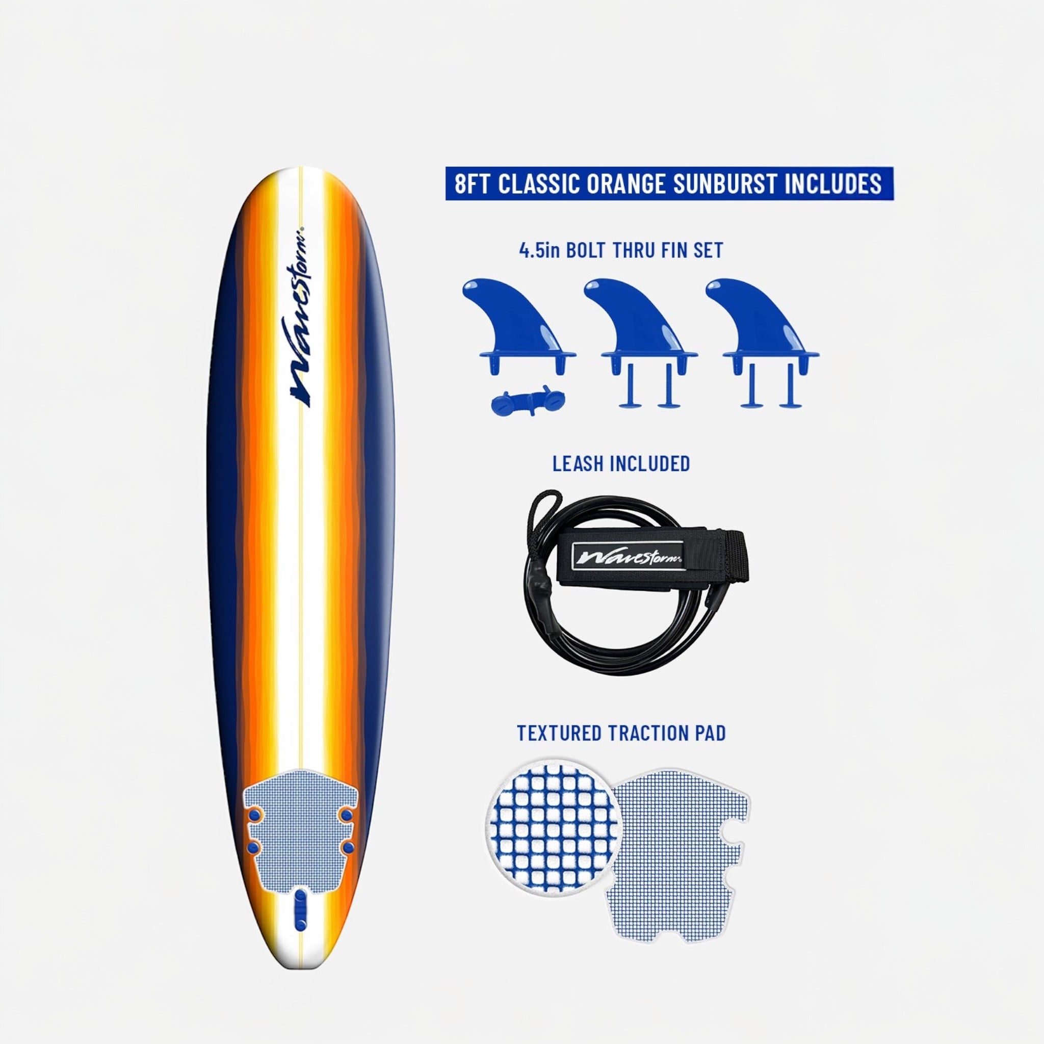 サーフボード　Wavestorm Wavestorm Surfboards Sunburst Surfboard - 8 ft Blue/Orange