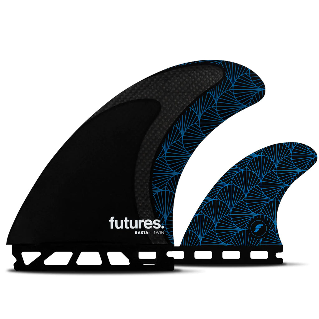 Futures Fins - Rasta Twin Fin plus One Set - Black/Blue - Seaside Surf Shop 