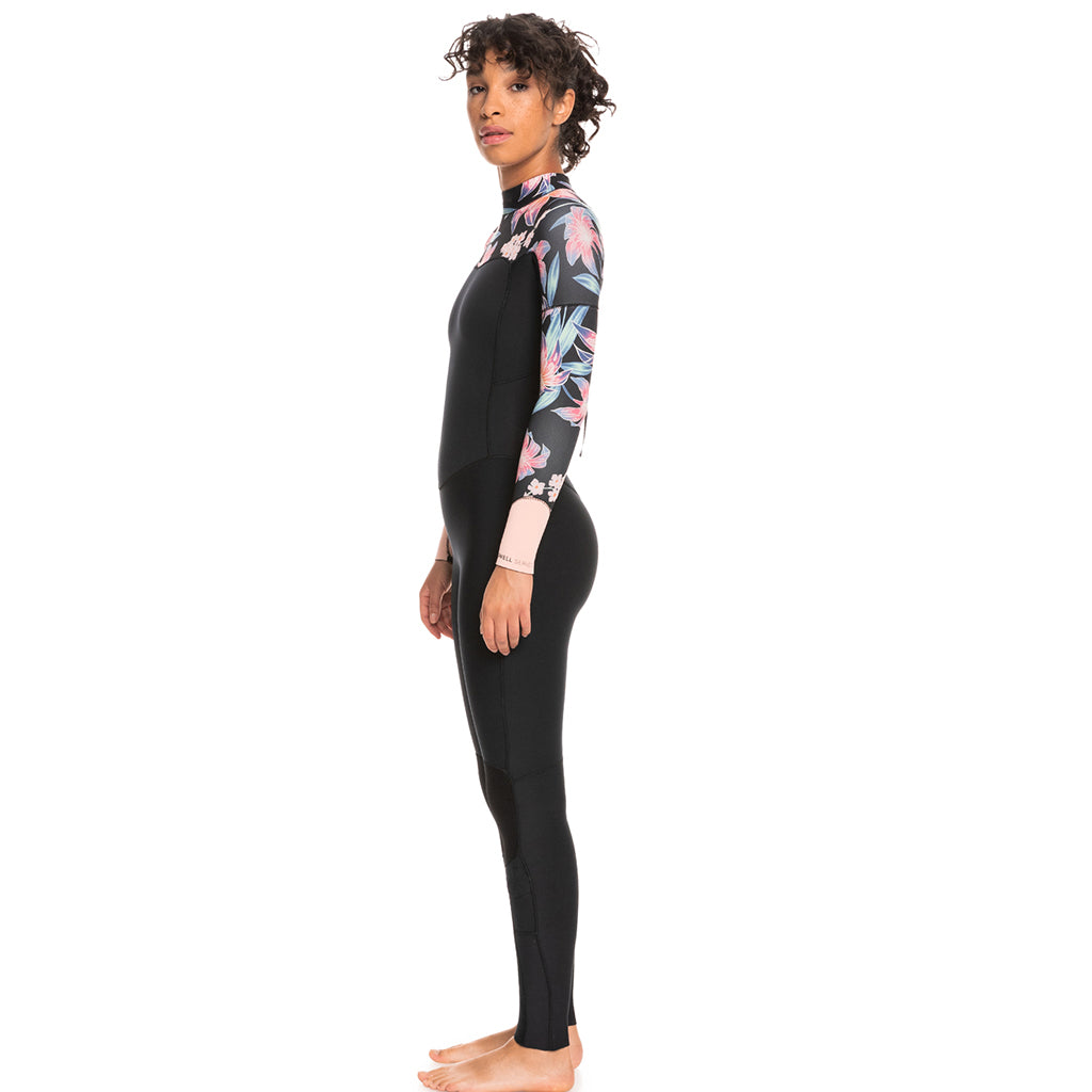 Roxy Swell Series Womens 4/3mm Back Zip Wetsuit -Anthracite Paradise - Seaside Surf Shop 