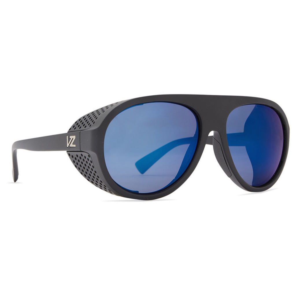 Von Zipper Esker Sunglasses - Black Satin/Blue Flash Polarized - Seaside Surf Shop 