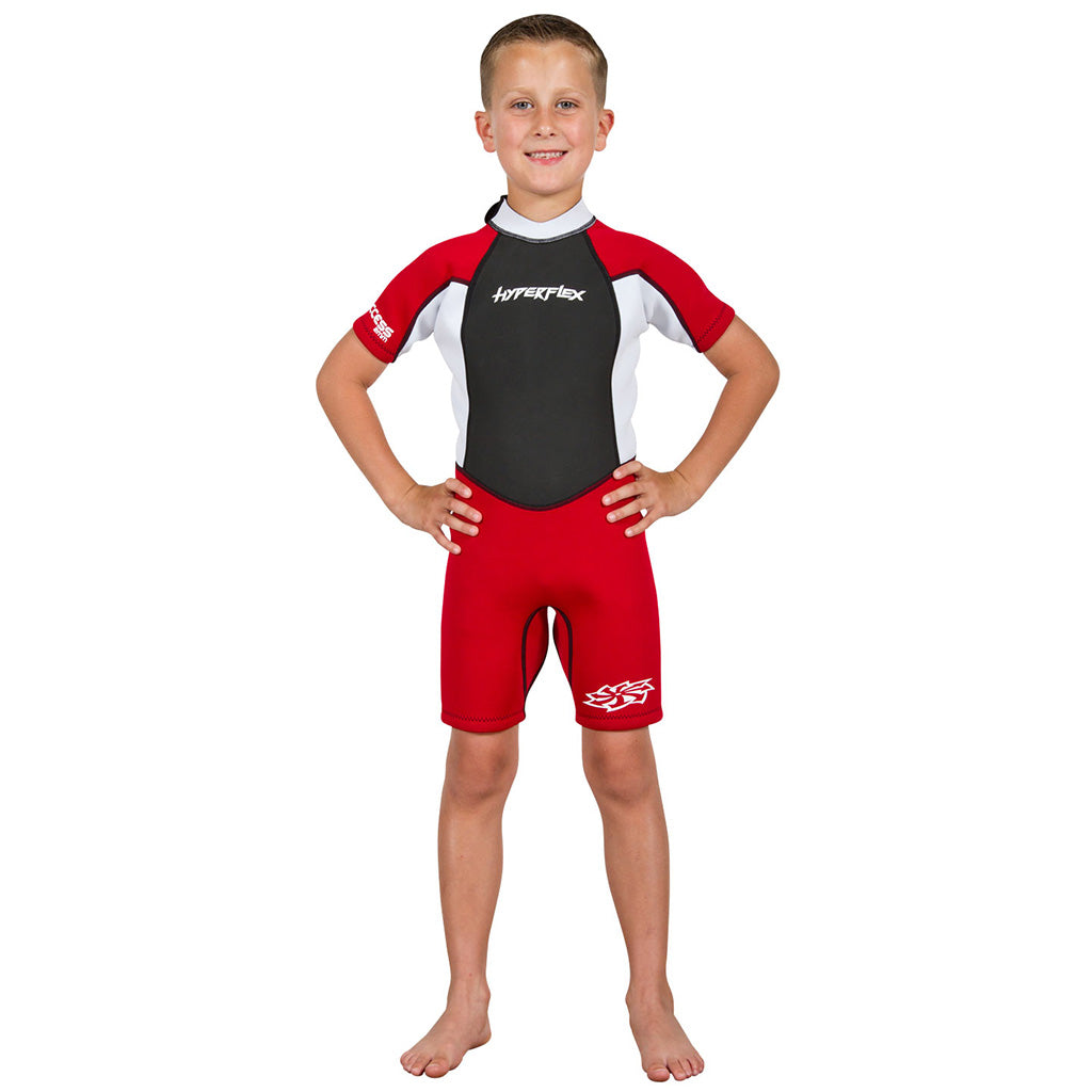 Hyperflex Access Child's 2mm Backzip Springsuit Wetsuit - Red/White - Seaside Surf Shop 