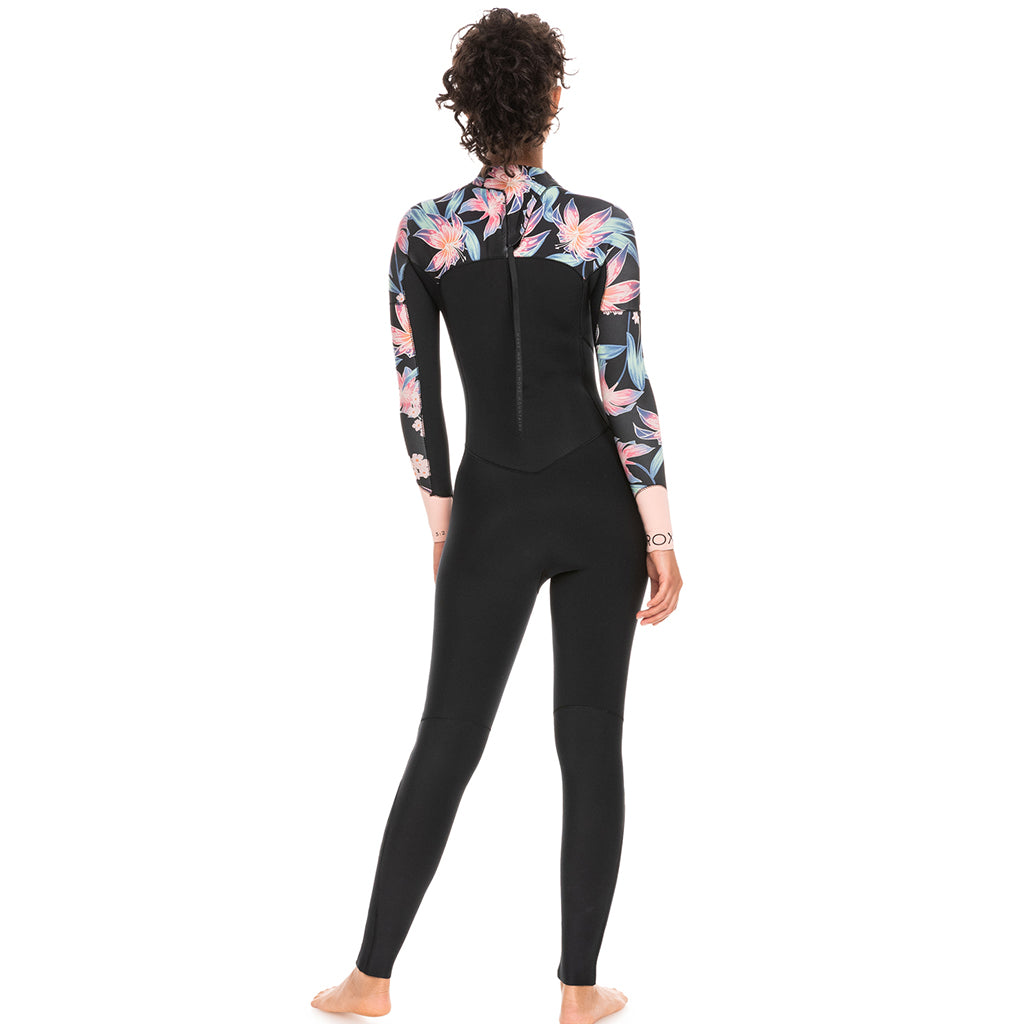 Roxy Swell Series Womens 4/3mm Back Zip Wetsuit -Anthracite Paradise - Seaside Surf Shop 