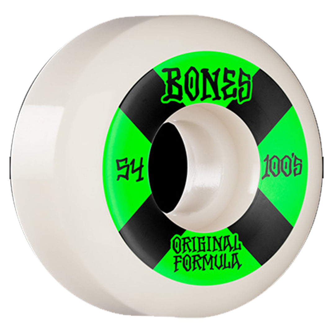 Bones 100's OG #4 54mm V5 Sidecut Skateboard Wheels - White - Seaside Surf Shop 