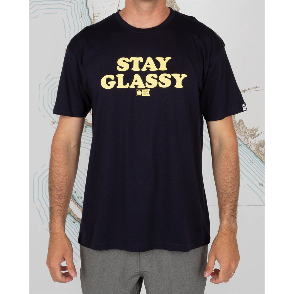 Salty Crew Men's Stay Glassy Premium S/S Tee - Navy - Seaside Surf Shop 