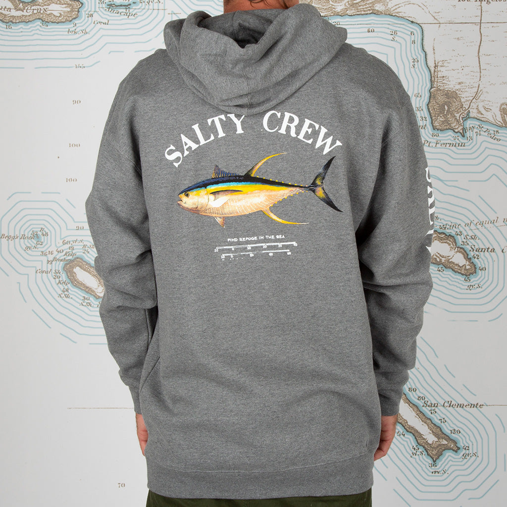 Salty Crew Men's Ahi Mount Hooded Fleece - Gunmetal Heather - Seaside Surf Shop 
