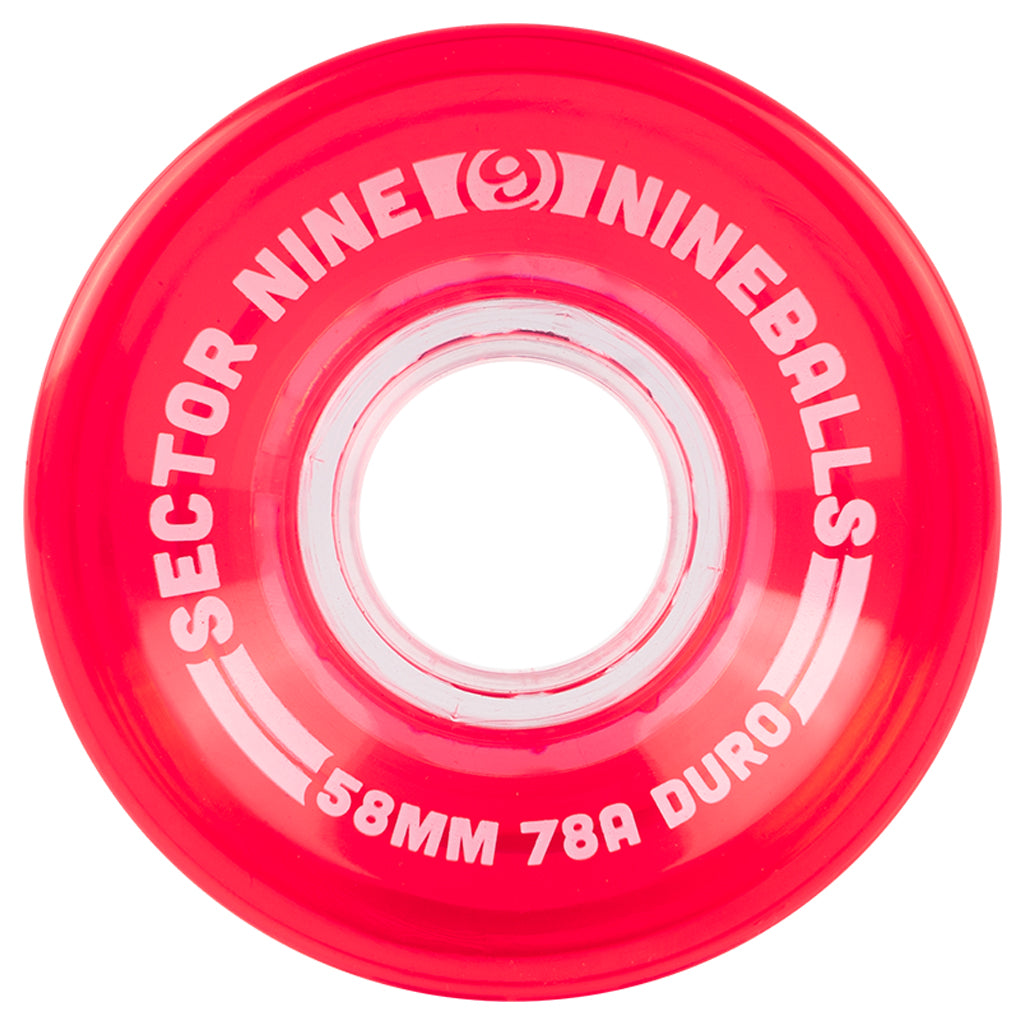 Sector 9 58mm 78A Nineballs Wheel Set - Light Red - Seaside Surf Shop 