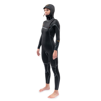 Dakine Womens Cyclone 5/4mm Zip Free Hooded Wetsuit - Black - Seaside Surf Shop 