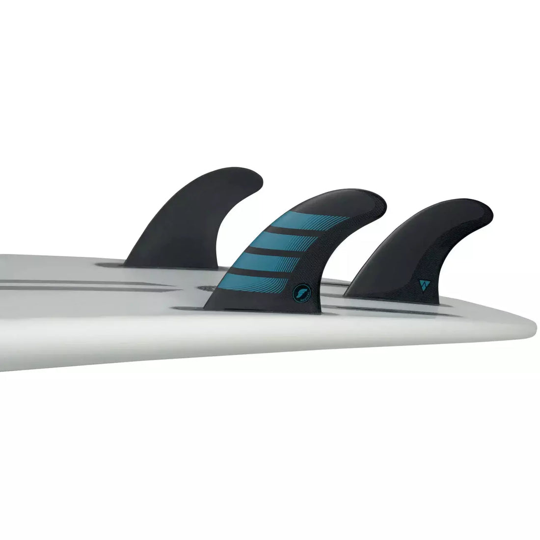 Futures Fins - F4 Alpha Small Thruster Fin Set - Carbon/Aqua - Seaside Surf Shop 