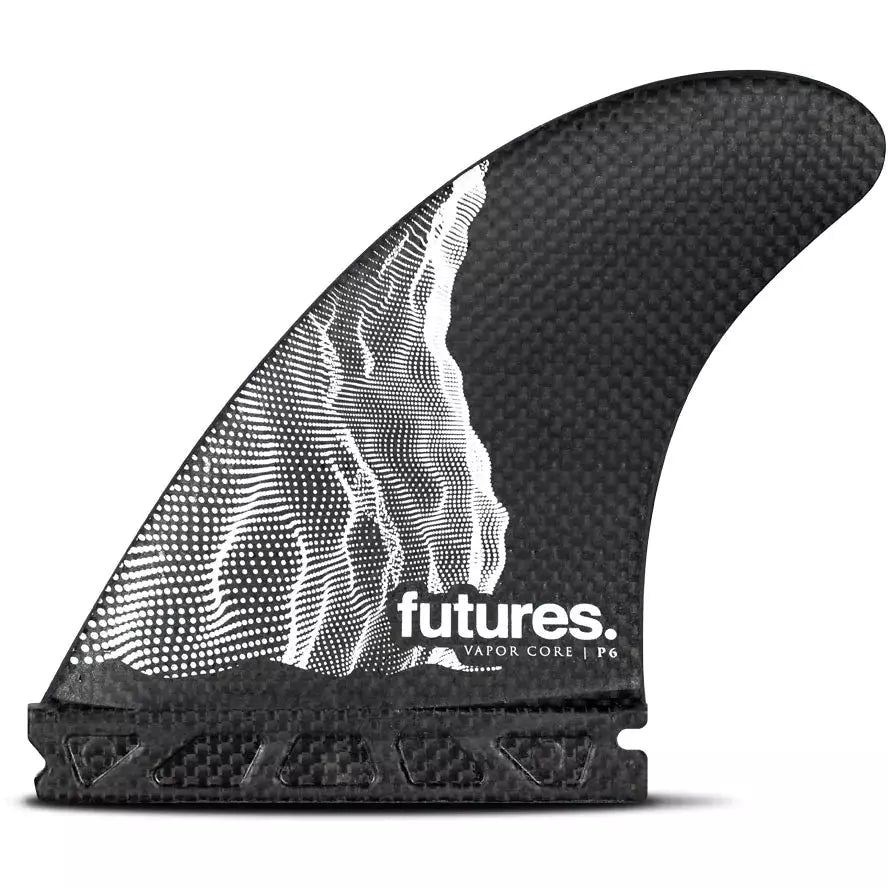 Futures Fins - P6 Vapor Core Pivot Medium Thruster Fin Set - Carbon/White - Seaside Surf Shop 