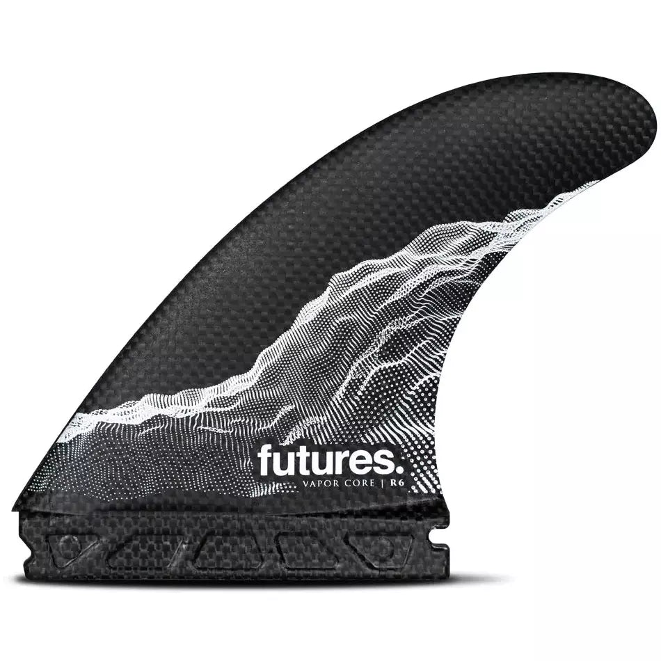 Futures Fins - R8 Vapor Core Rake Medium Thruster Fin Set - Carbon/White - Seaside Surf Shop 
