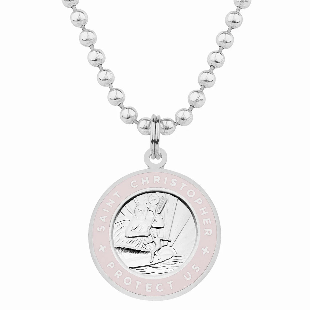 Saint Christopher Medium Medal - Silver/Petal - Seaside Surf Shop 