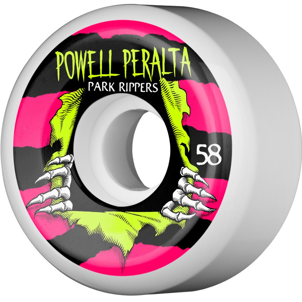 Powell Peralta 58mm Park Ripper Wheels - White - Seaside Surf Shop 