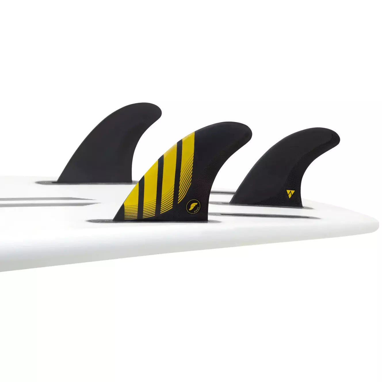 Futures Fins - P4 Alpha Small Thruster Fin Set - Carbon/Yellow - Seaside Surf Shop 