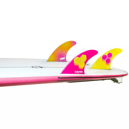 Futures Fins - AM3 HC Small Thruster Fin Set - Pink/Yellow - Seaside Surf Shop 