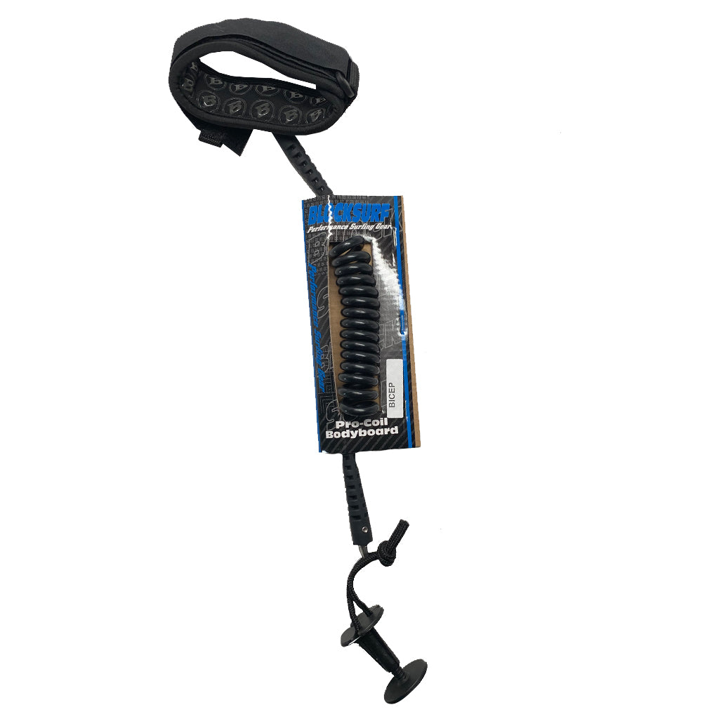 Blocksurf Coiled Bodyboard Pro Coil Bicep Leash - Black