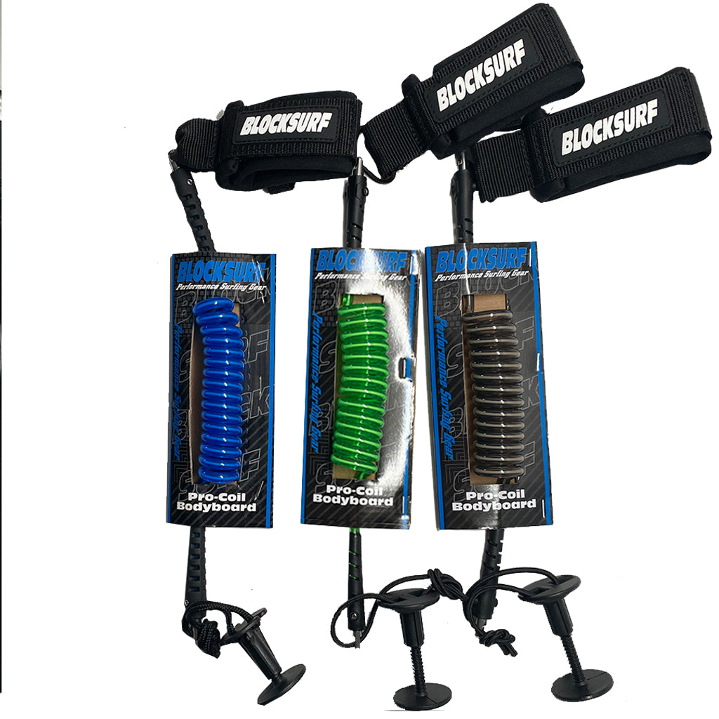 Blocksurf Coiled Bodyboard Pro Coil Wrist Leash - Assorted Colors