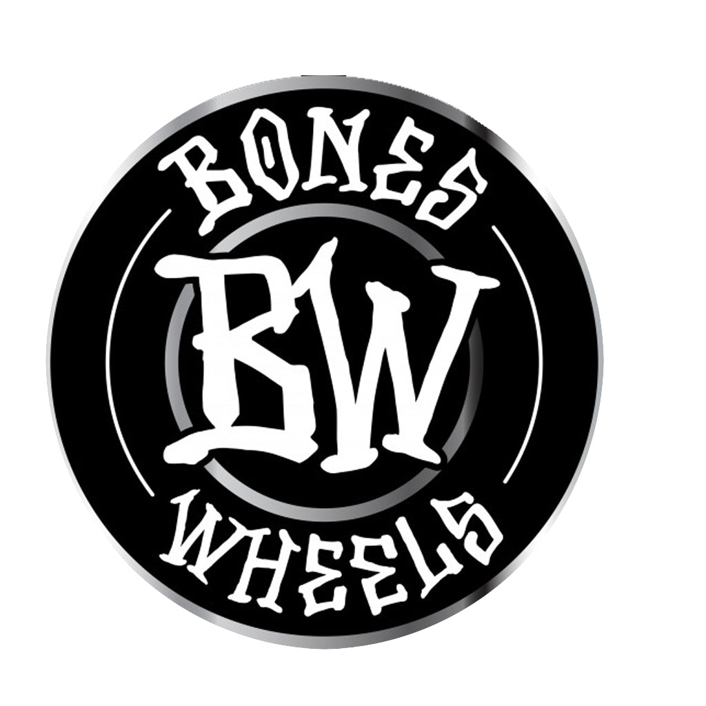 Bones Wheels Branded 6&quot; Sticker - Metallic Black - Seaside Surf Shop 