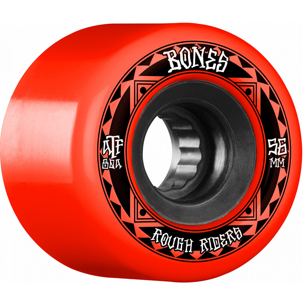 Bones ATF Rough Rider 56mm 80a Skateboard Wheels - Red - Seaside Surf Shop 