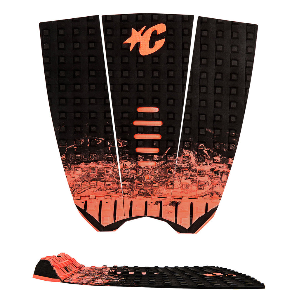 Creatures Mick Fanning Performance Traction Pad - Black Fade/Fluro Red - Seaside Surf Shop 