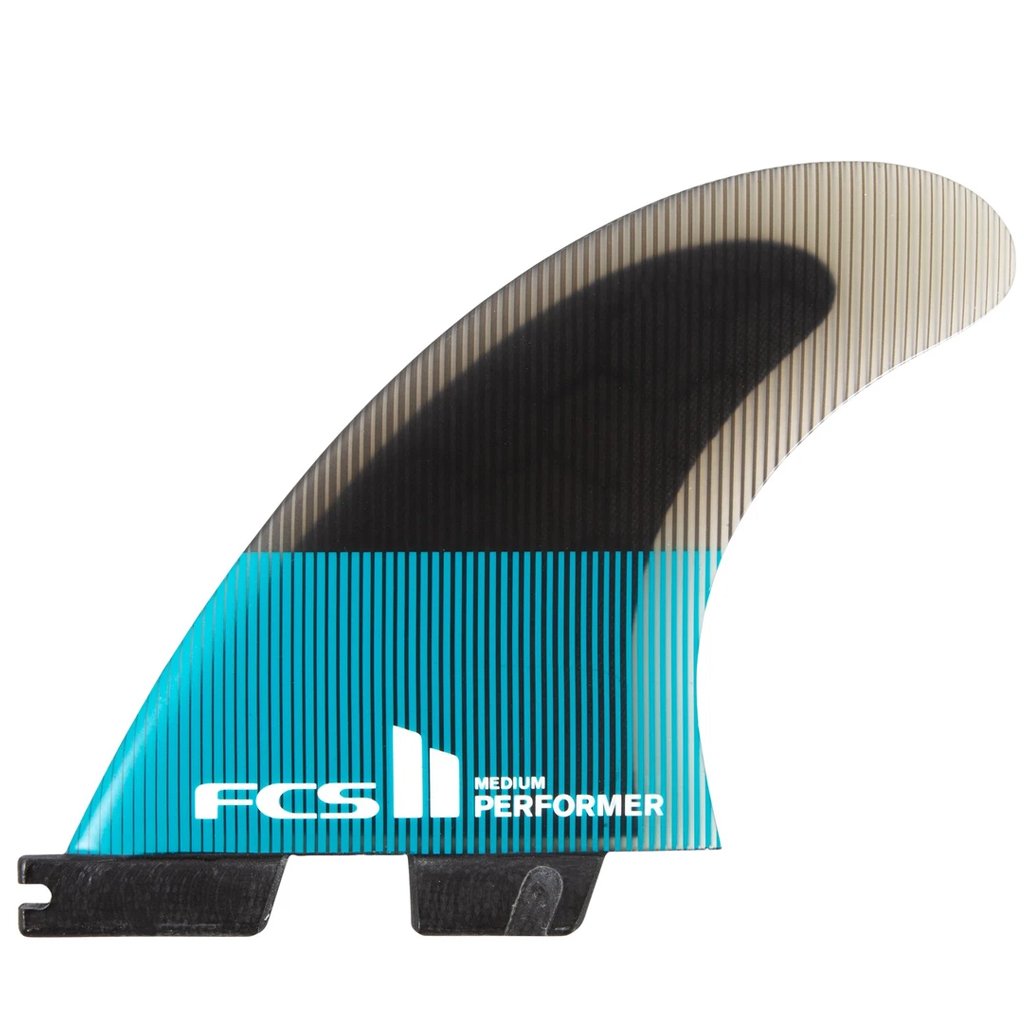 FCS II Performer PC Teal/Black Quad Rear Fins - Large - Seaside Surf Shop 