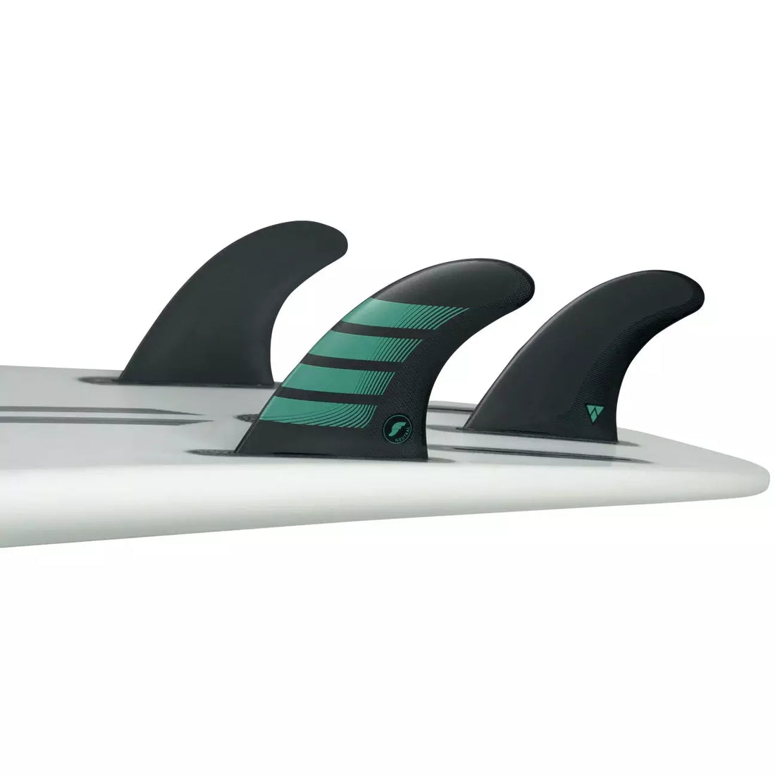 Futures Fins - F6 Alpha Medium Thruster Fin Set - Carbon/Teal Futures Fins - F6 Alpha Medium Thruster Fin Set - Carbon/Teal