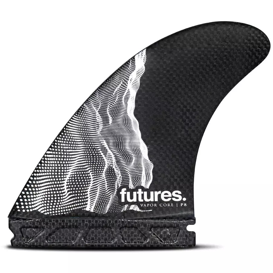 Futures Fins - P8 Vapor Core Pivot Large Thruster Fin Set - Carbon/White