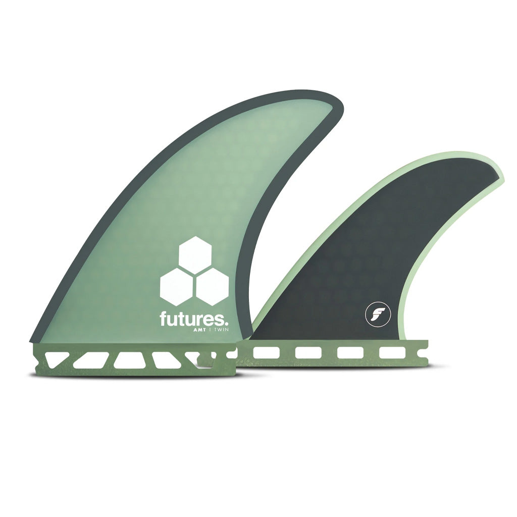 Futures Fins - Al Merrick Keel Twin Fin plus Trailer - Green/Gray - Seaside Surf Shop 
