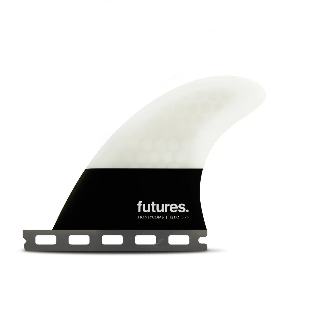 Futures Fins - QD2 3.75 Flat HC Quad Rear Fin Pair - Light Grey/Black - Seaside Surf Shop 