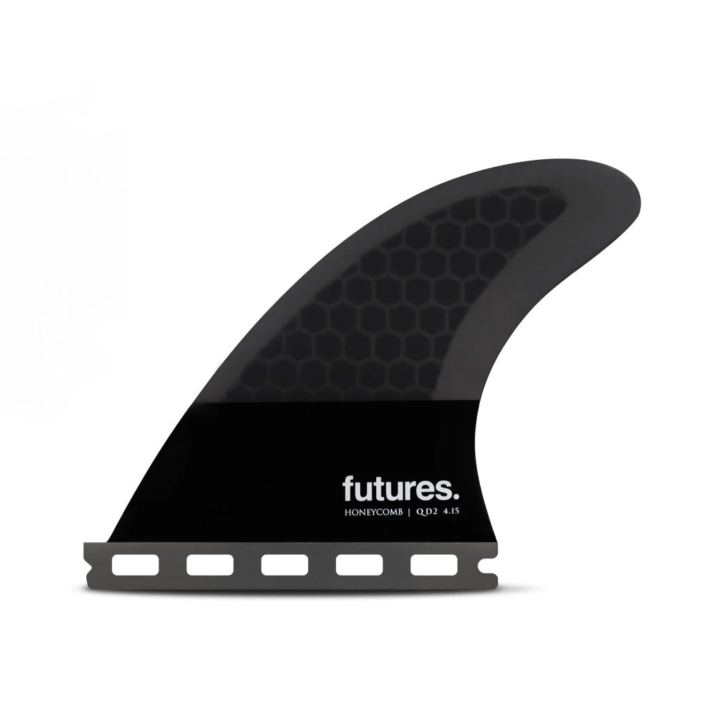 Futures Fins - QD2 4.15 Flat HC Quad Rear Fin Pair - Dark Grey/Black - Seaside Surf Shop 