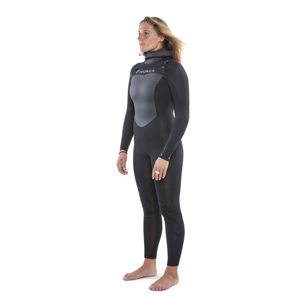 Isurus Ti-Ember Womens 5.4 Hooded Chest Zip Wetsuit - Black