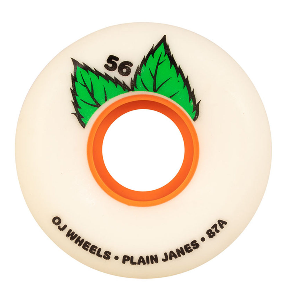 OJ 56mm Plain Jain Keyframe 87a Wheels - White/Orange - Seaside Surf Shop 