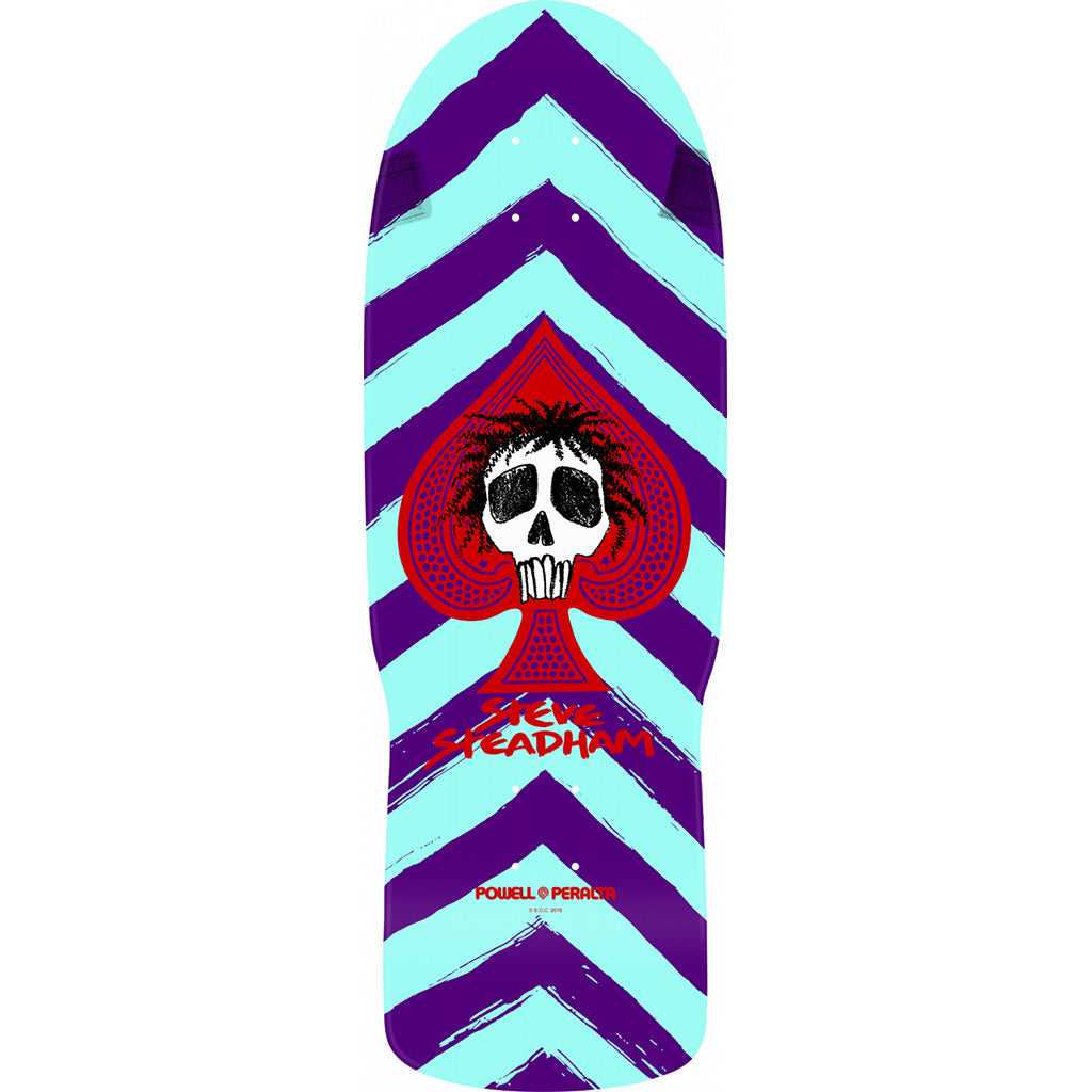 Powell Peralta Reissue Steadham Skull &amp; Spade 10x30.125&quot; Deck  - Purple/Aqua - Seaside Surf Shop 