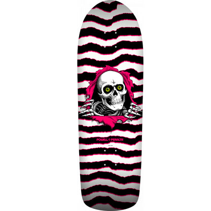 Powell Peralta Reissue Old School Ripper Skateboard 9.89&quot; x 31.32&quot; Deck  - White/Pink - Seaside Surf Shop 