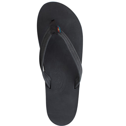 Rainbow Sandals Womens Premier Leather - Black Single Layer Narrow Strap - Seaside Surf Shop 