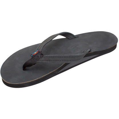 Rainbow Sandals Womens Premier Leather - Black Single Layer Narrow Strap - Seaside Surf Shop 